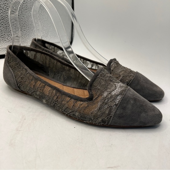 Ugg Adriel Geyser Gray Lace Toe Cap Slip-On Cushioned Romantic Ballet Flats - Picture 1 of 12